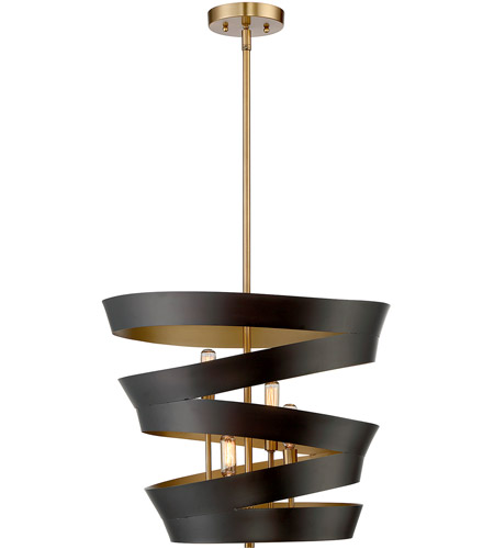 Light Visions Pl0088 46 Modern 4 Light 19 Inch Matt Black Gold Accents Pendant Ceiling Light