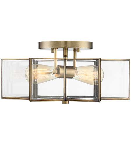 Light Visions Pl0130nb Transitional 2 Light 16 Inch Natural Brass Semi Flush Ceiling Light