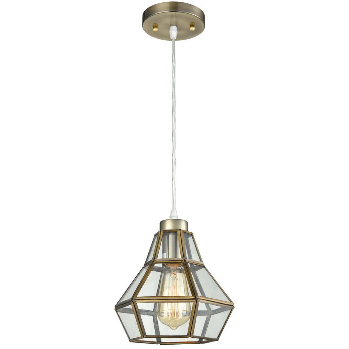 Lighting New York 13412-1AB Light Visions Vintage 1 Light 8 inch Antique Brass Pendant Ceiling Light, Clear Glass 13412-1AB - Open Box