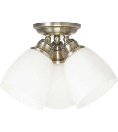 Livex 13664 01 Somerville 3 Light 14 Inch Antique Brass Flush Mount Ceiling Light