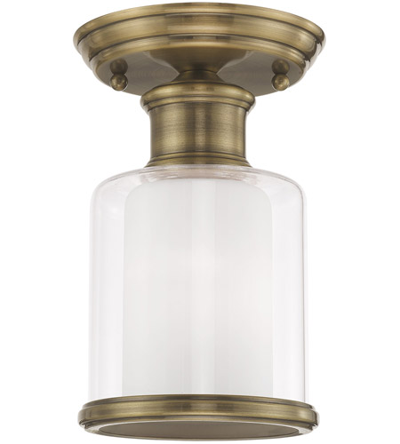 Livex 40200 01 Middlebush 1 Light 6 Inch Antique Brass Flush Mount