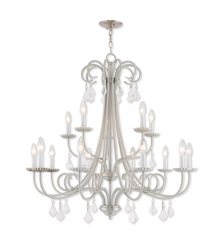 Livex 40879 91 Daphne 15 Light 36 Inch Brushed Nickel Foyer Chandelier Ceiling Light