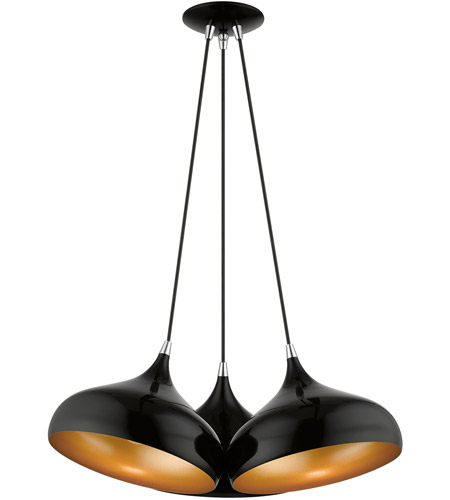 Livex Lighting 41053-68 Amador 3 Light 25 inch Shiny Black with Polished Chrome Accents Cluster Pendant Ceiling Light 41053-68_02.jpg