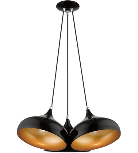 Livex Lighting 41053-68 Amador 3 Light 25 inch Shiny Black with Polished Chrome Accents Cluster Pendant Ceiling Light 41053-68_03.jpg
