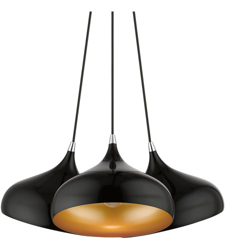 Livex Lighting 41053-68 Amador 3 Light 25 inch Shiny Black with Polished Chrome Accents Cluster Pendant Ceiling Light 41053-68_04.jpg