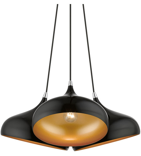 Livex Lighting 41053-68 Amador 3 Light 25 inch Shiny Black with Polished Chrome Accents Cluster Pendant Ceiling Light 41053-68_05.jpg