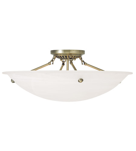 Livex 4275 01 Oasis 4 Light 24 Inch Antique Brass Flush Mount Ceiling Light