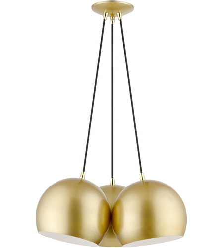 Livex Lighting 43393-33 Piedmont 3 Light 22 inch Soft Gold with Polished Brass Accents Globe Pendant Ceiling Light photo
