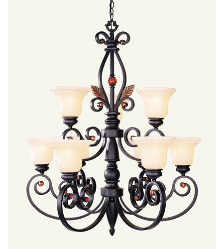 Livex Lighting Tuscany 9 Light Chandelier in Copper Bronze with Aged Gold Leaves 4419-56 photo