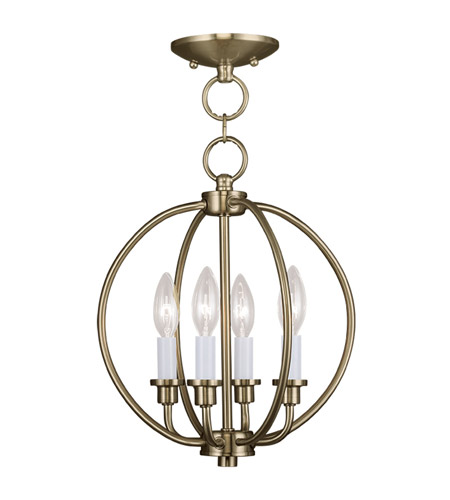 Milania 4 Light 13 Inch Antique Brass Pendant Ceiling Mount Ceiling Light