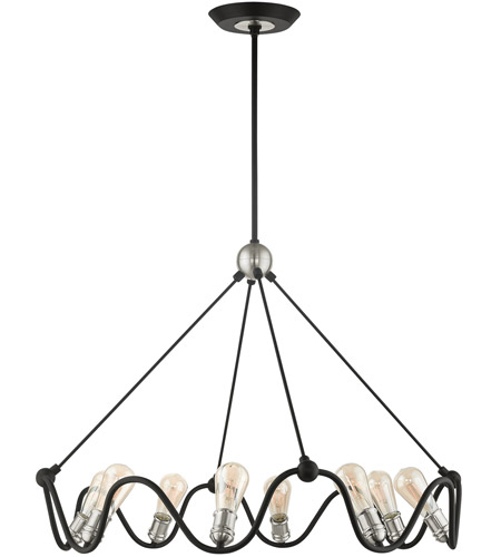 Livex Lighting 49736-14 Archer 8 Light 36 inch Textured Black with Brushed Nickel Accents Chandelier Ceiling Light 49736-14_02.jpg