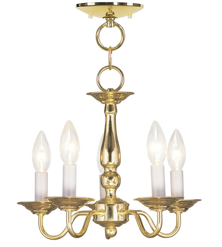 Livex Lighting 5011-02 Williamsburgh 5 Light 13 inch Polished Brass Convertible Mini Chandelier/Ceiling Mount Ceiling Light photo