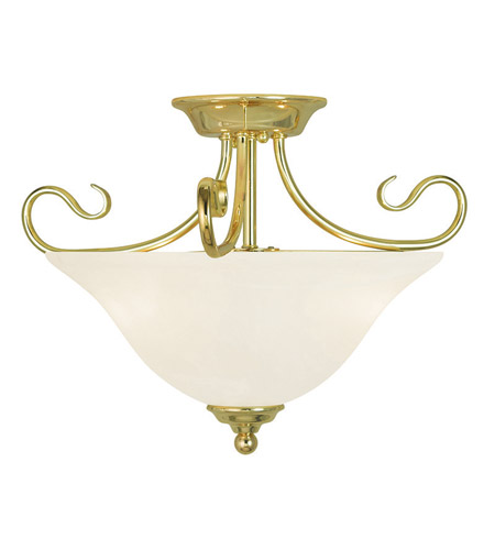 Livex 6121 02 Coronado 2 Light 16 Inch Polished Brass Flush Mount Ceiling Light