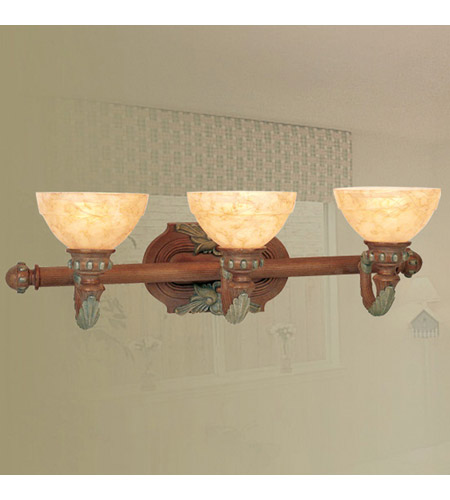 Salerno 3 Light Bathroom Vanity Lights in Crackled Bronze With Vintage Stone Accents 8263 17