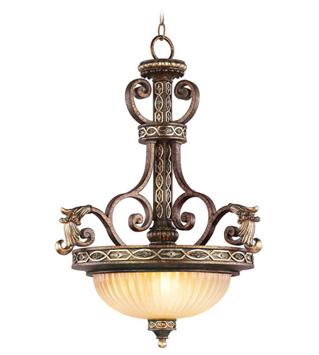 Livex Lighting 8548-64 Seville 3 Light 19 inch Palacial Bronze with Gilded Accents Inverted Pendant Ceiling Light photo