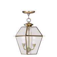Livex Lighting 2285-01 Westover 2 Light 9 inch Antique Brass Outdoor Pendant Lantern photo thumbnail