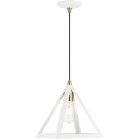 Livex Lighting 41329-13 Pinnacle 1 Light 10 inch Textured White with Antique Brass Accents Pendant Ceiling Light photo thumbnail