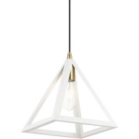 Livex Lighting 41329-13 Pinnacle 1 Light 10 inch Textured White with Antique Brass Accents Pendant Ceiling Light alternative photo thumbnail