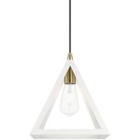 Livex Lighting 41329-13 Pinnacle 1 Light 10 inch Textured White with Antique Brass Accents Pendant Ceiling Light alternative photo thumbnail