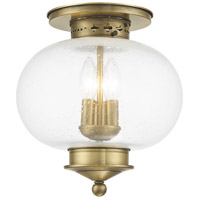 Livex Lighting 5037-01 Harbor 3 Light 11 inch Antique Brass Semi-Flush  Mount Ceiling Light