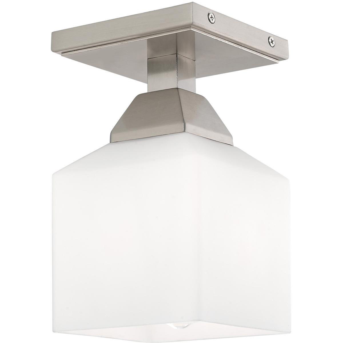 Livex Lighting 10280-91 Aragon 1 Light 5 inch Brushed Nickel Semi-Flush Mount Ceiling Light