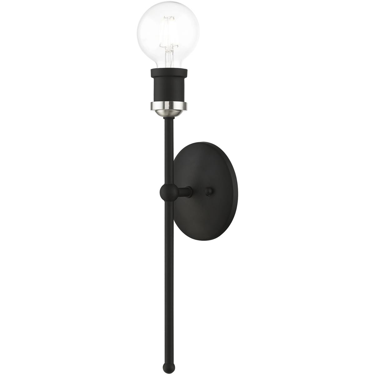 Livex Lighting 14421-04 Lansdale 1 Light 5 inch Black with Brushed Nickel Accents ADA Single Sconce Wall Light, Single