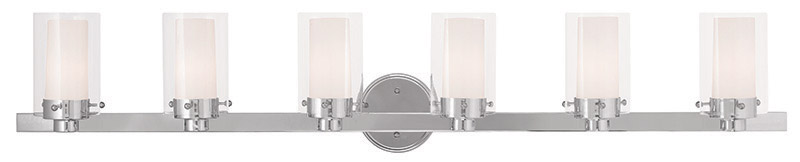 Livex Lighting 15456-05 Manhattan 6 Light 48 inch Polished Chrome Bath Vanity Wall Light