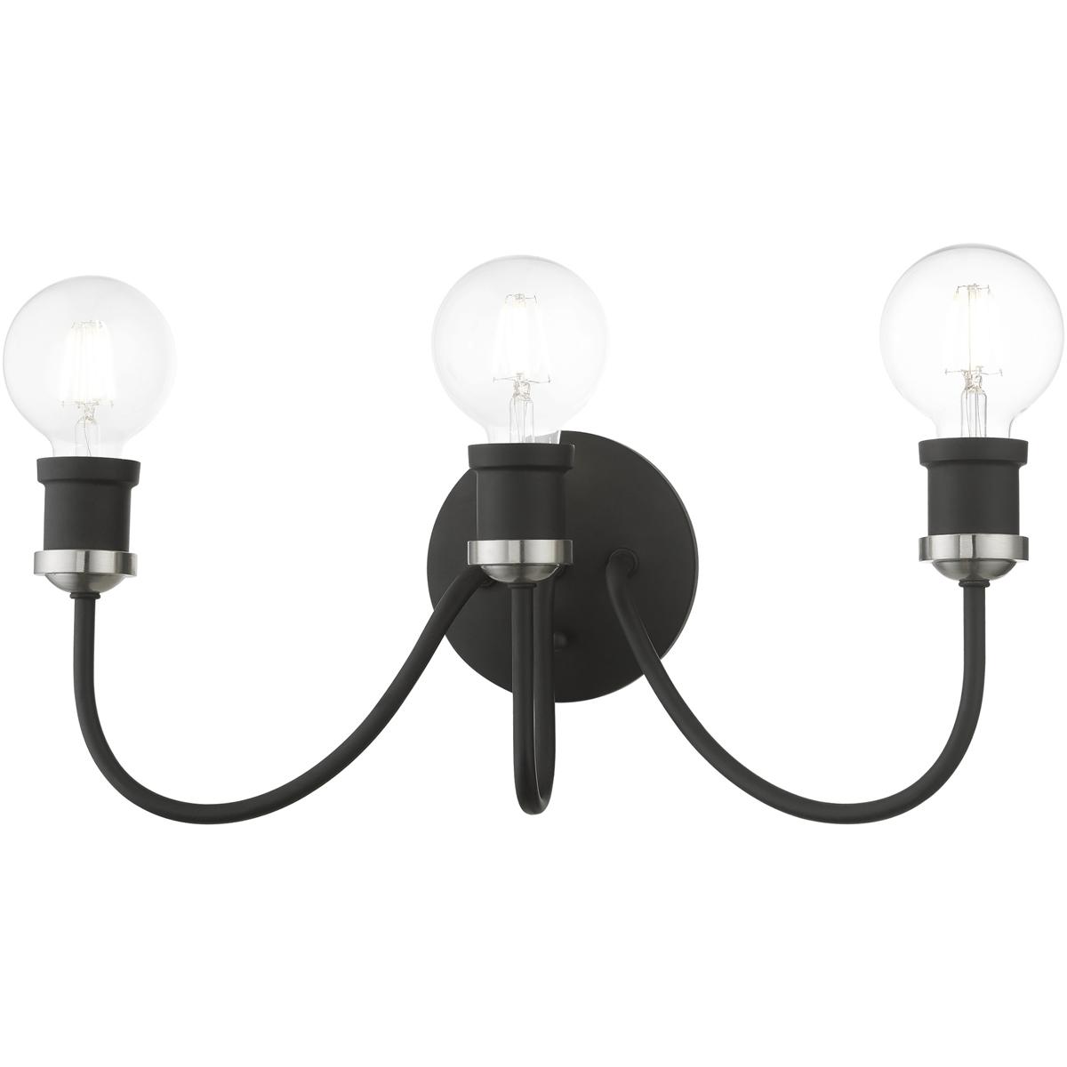 Livex Lighting 16573-04 Lansdale 3 Light 19 inch Black with Brushed Nickel Accent Vanity Sconce Wall Light