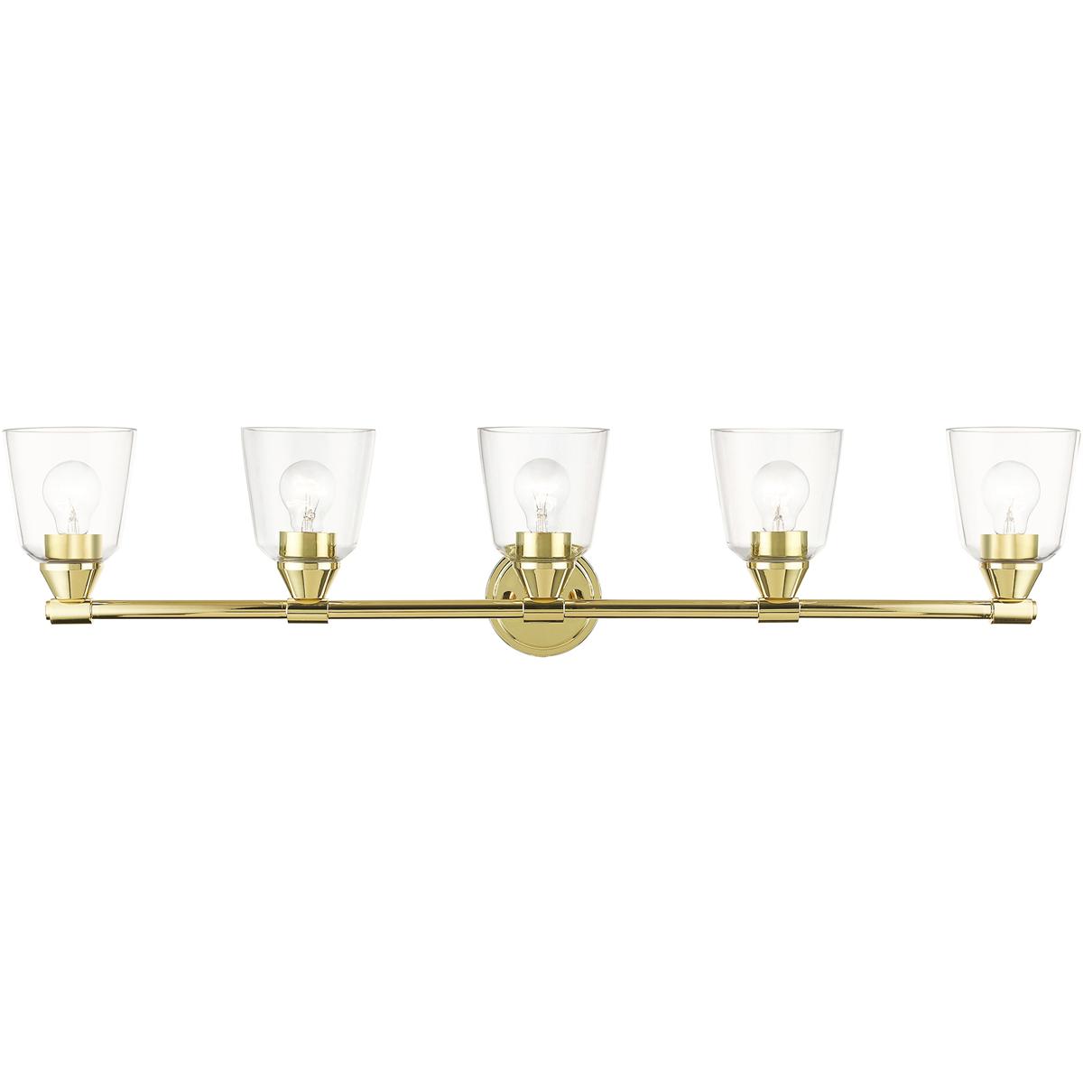 Livex Lighting 16785-02 Catania 5 Light 42 inch Polished Brass Vanity Wall Sconce Wall Light, Large