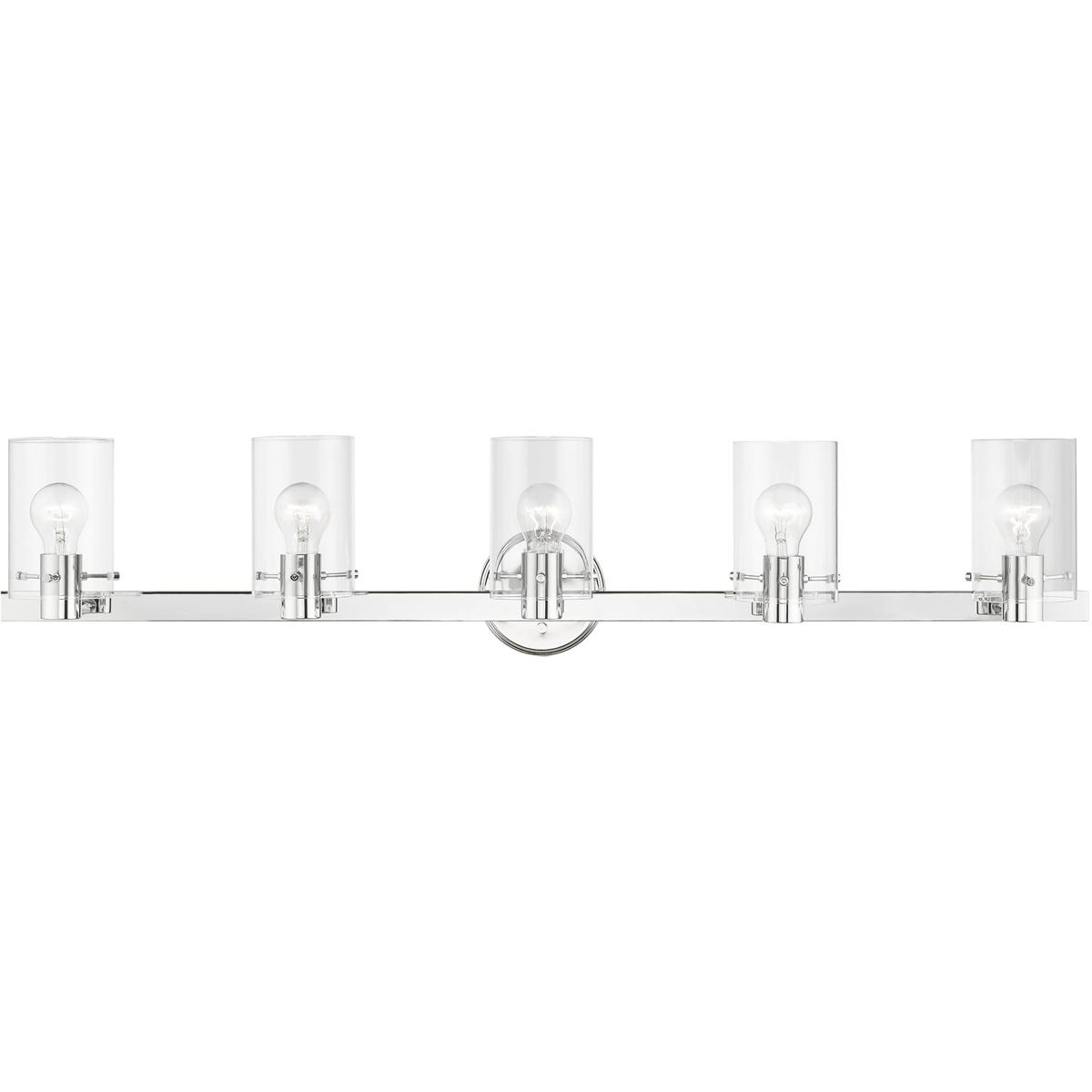Livex Lighting 17235-05 Munich 5 Light 42 inch Polished Chrome Vanity Sconce Wall Light from Lighting New York