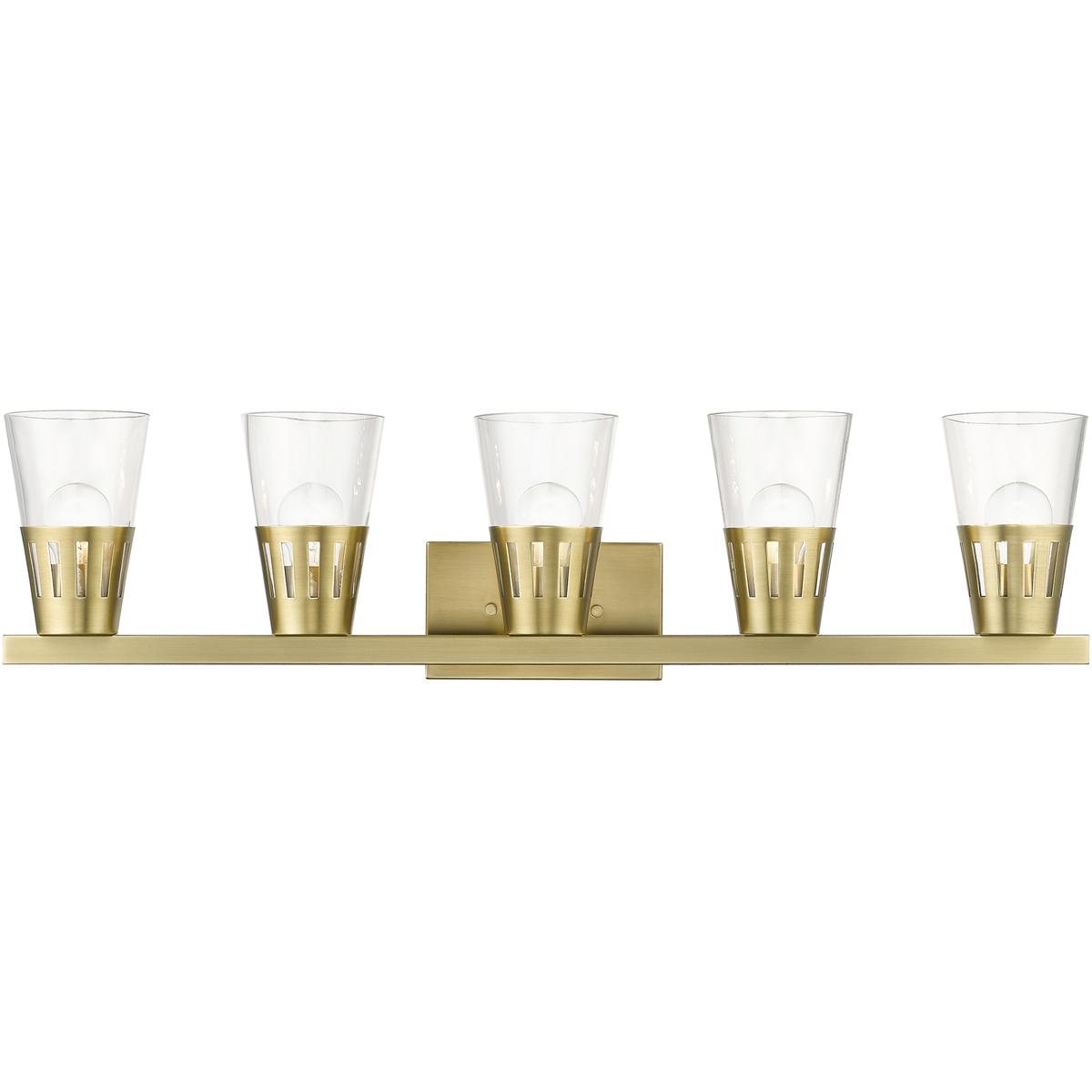 Livex Lighting 18175-08 Brynhurst 5 Light 35.75 inch Natural Brass Large Vanity Sconce Wall Light