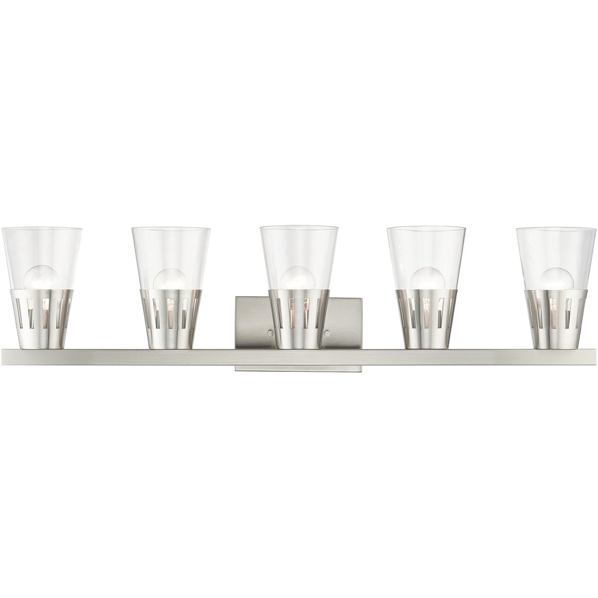 Livex Lighting 18175-91 Brynhurst 5 Light 35.75 inch Brushed Nickel Large Vanity Sconce Wall Light