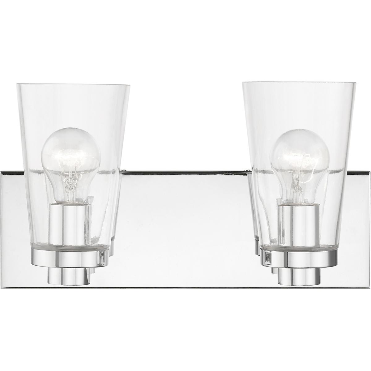 Livex 18182-05 Cityview 2 Light 14 in. Polished Chrome Vanity Sconce Wall Light - Silver & Gray