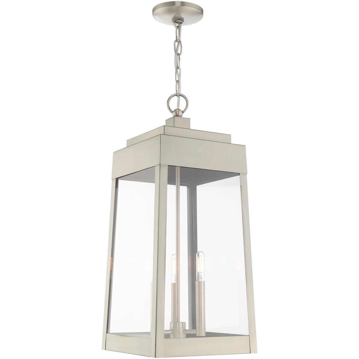 Livex Lighting 20860-91 Oslo 3 Light 10.5 inch Brushed Nickel Outdoor Pendant Lantern