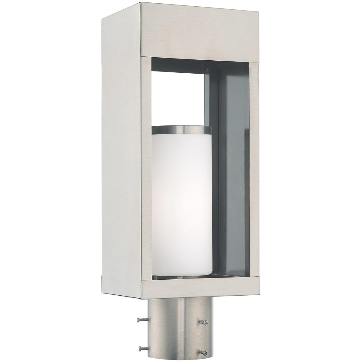 Livex Lighting 20984-91 Bleecker 1 Light 17 inch Brushed Nickel Outdoor Post Top Lantern