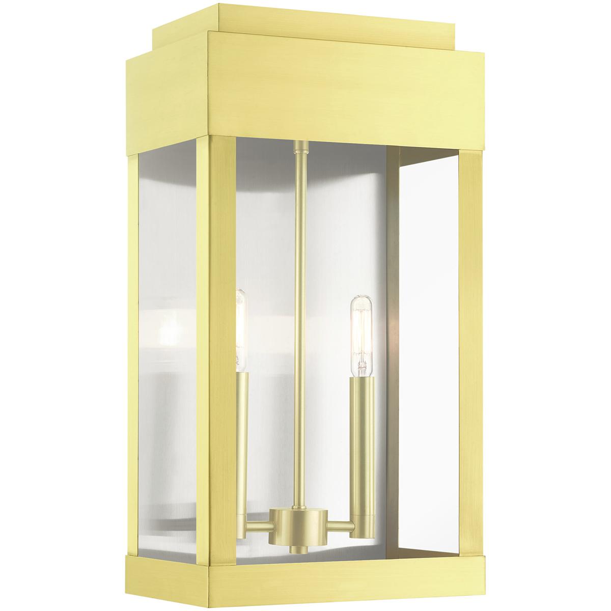 Livex Lighting 21238-12 York 2 Light 19 inch Satin Brass Outdoor Wall Lantern