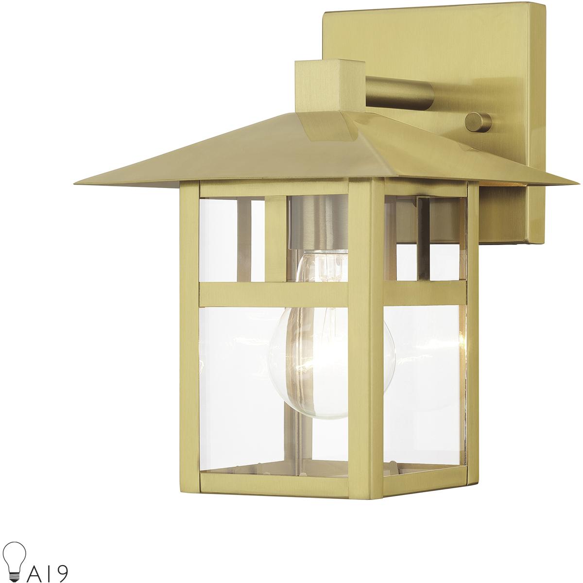 Livex Lighting 21322-32 Crestlake 1 Light 9.5 inch Satin Gold Outdoor Wall Lantern