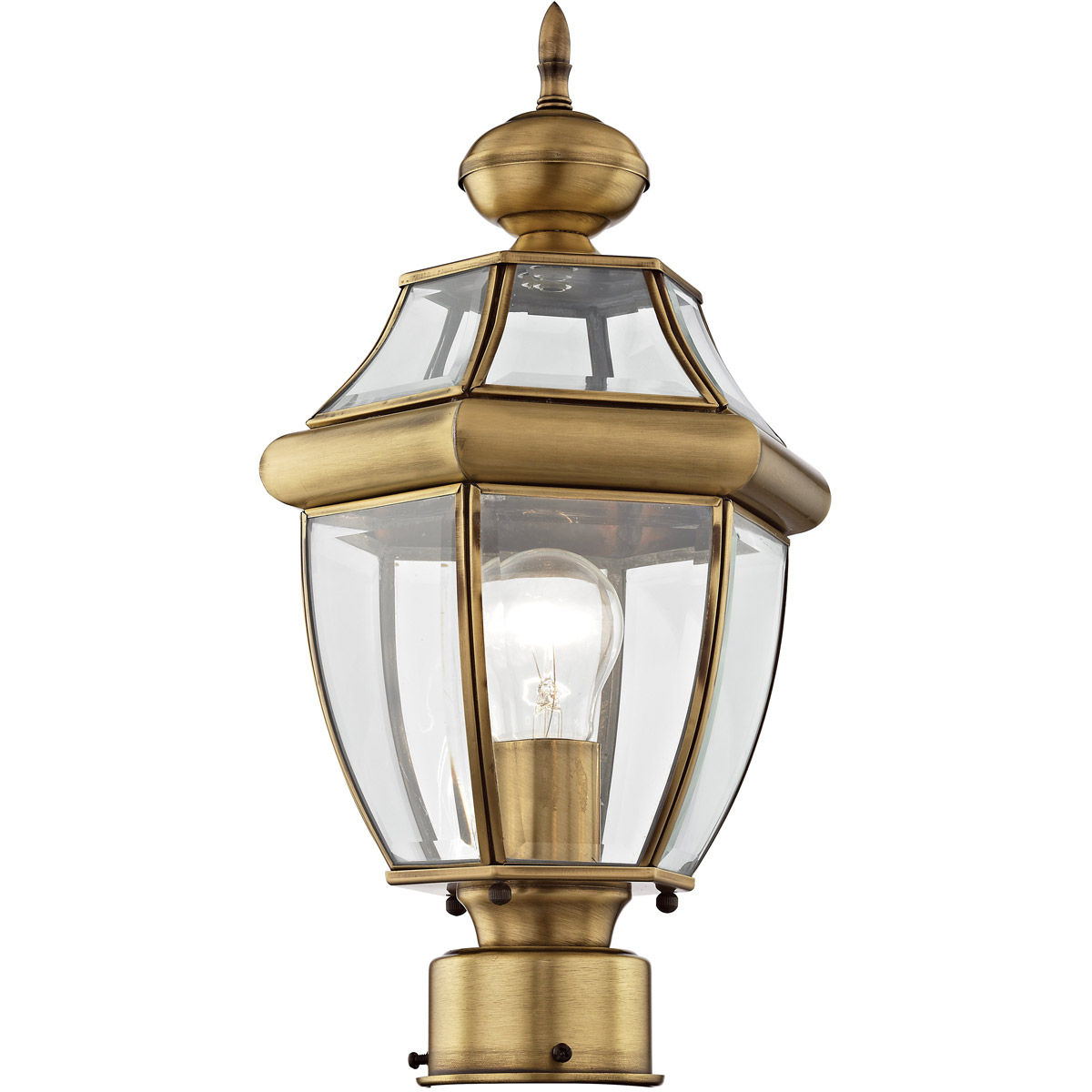 Livex 215301 Monterey 1 Light 17 inch Antique Brass Outdoor Post Top