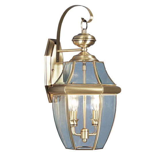 Livex Lighting 225101 Monterey 2 Light 2025 inch Antique Brass Medium Outdoor Wall Lantern