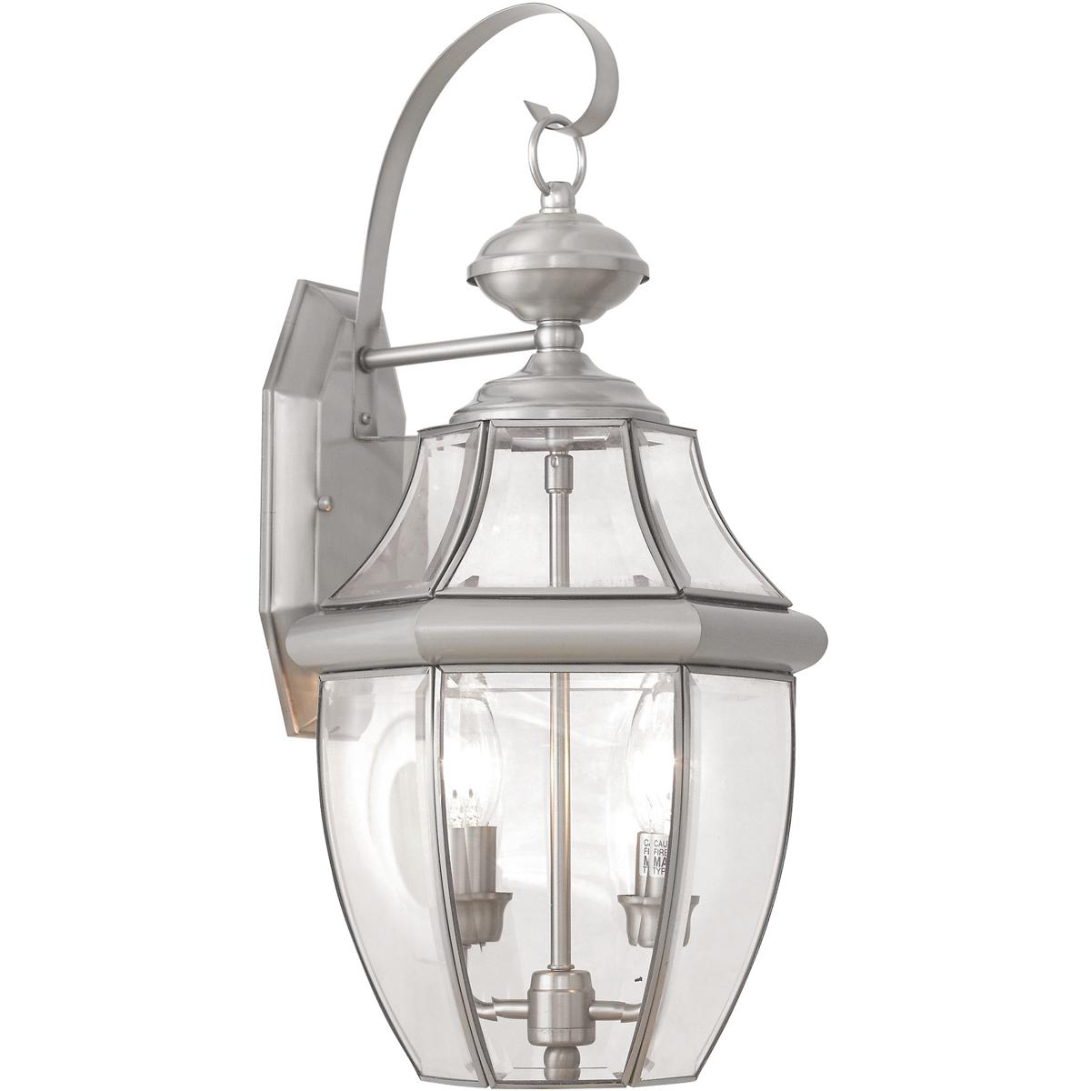 Livex Lighting 225191 Monterey 2 Light 2025 inch Brushed Nickel Medium Outdoor Wall Lantern