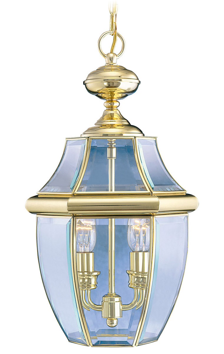 Livex Lighting 225502 Monterey 2 Light 105 inch Polished Brass Medium Outdoor Pendant Lantern