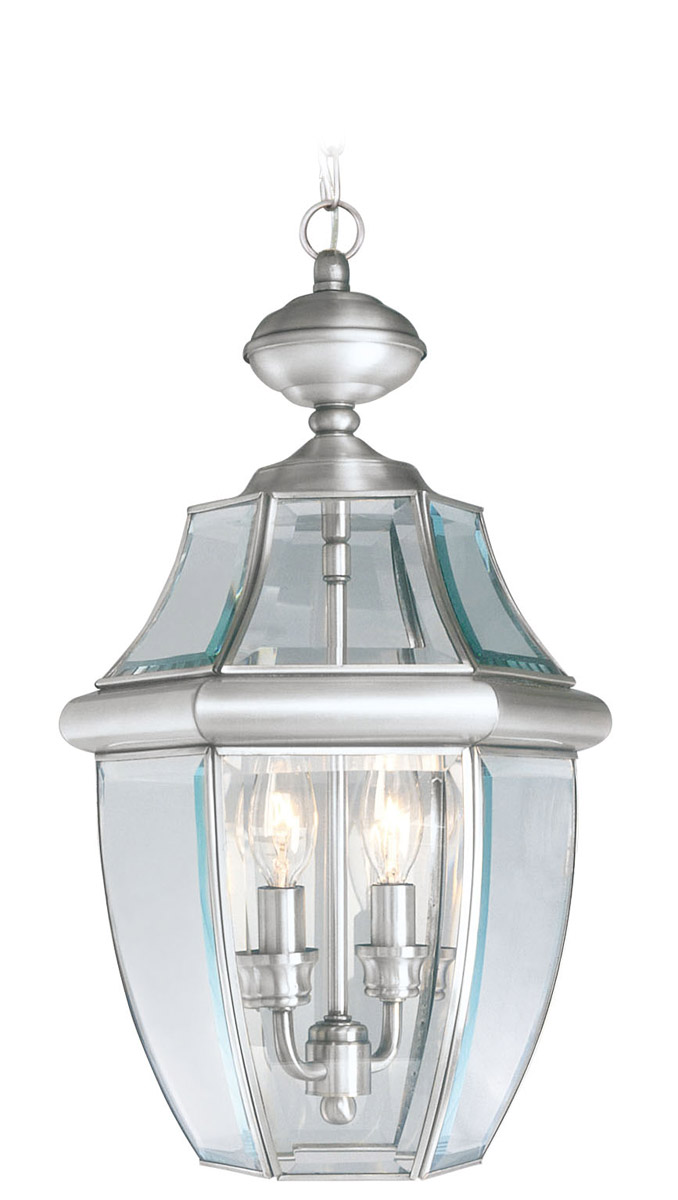 Livex Lighting 225591 Monterey 2 Light 105 inch Brushed Nickel Medium Outdoor Pendant Lantern