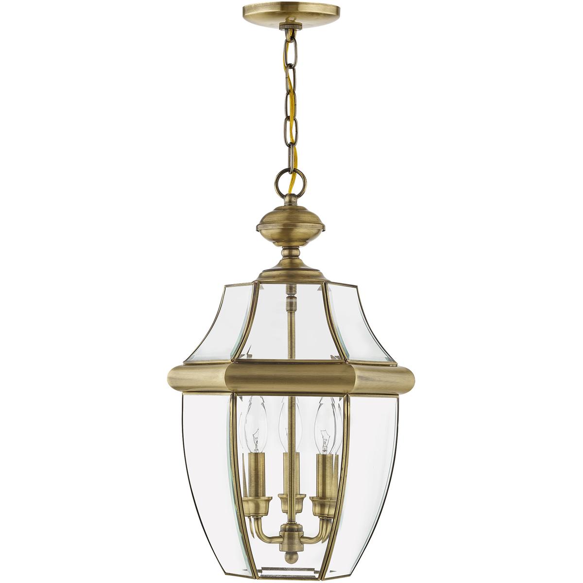 Livex 235501 Monterey 3 Light 13 inch Antique Brass Outdoor Hanging