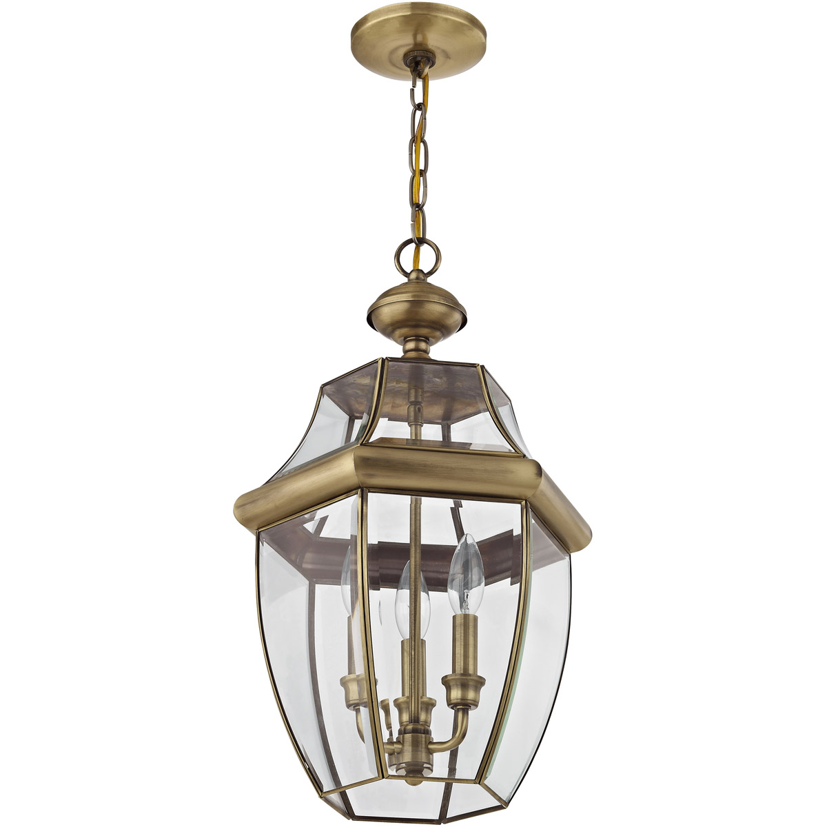 Livex 235501 Monterey 3 Light 13 inch Antique Brass Outdoor Hanging