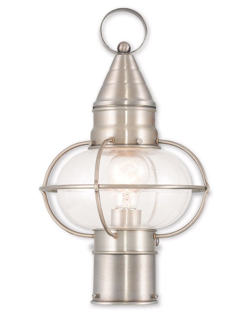 Livex Lighting 26902-91 Newburyport 1 Light 15 inch Brushed Nickel Outdoor Post Top Lantern