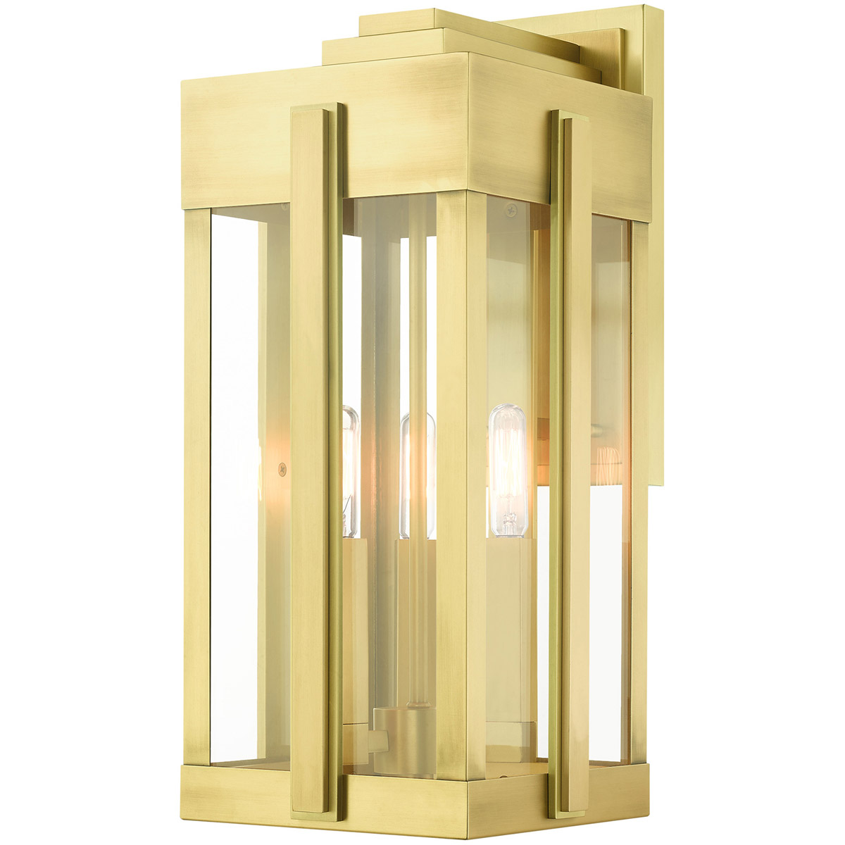Livex Lighting 27714-08 Lexington 3 Light 18 inch Natural Brass Outdoor Wall Lantern