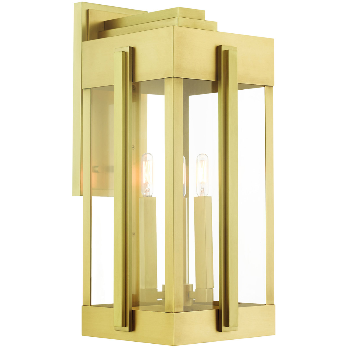Livex Lighting 2771508 Lexington 3 Light 225 inch Natural Brass Large Outdoor Wall Lantern