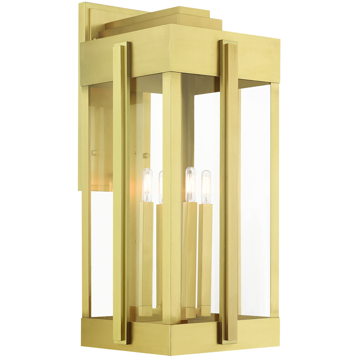 Livex Lighting 27716-08 Lexington 4 Light 29 inch Natural Brass Outdoor Wall Lantern