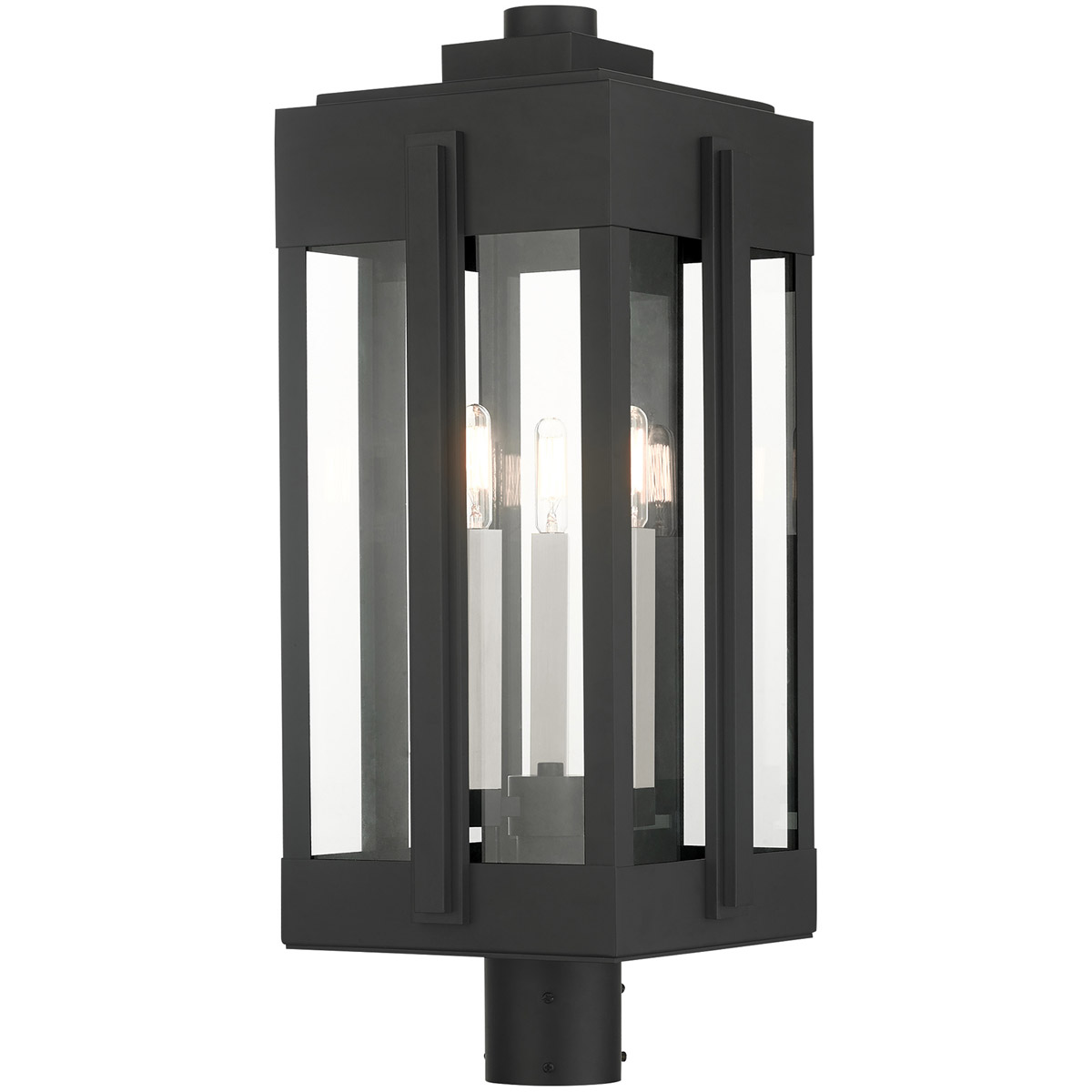 Livex Lighting 2771704 Lexington 3 Light 245 inch Black Large Outdoor Post Top Lantern