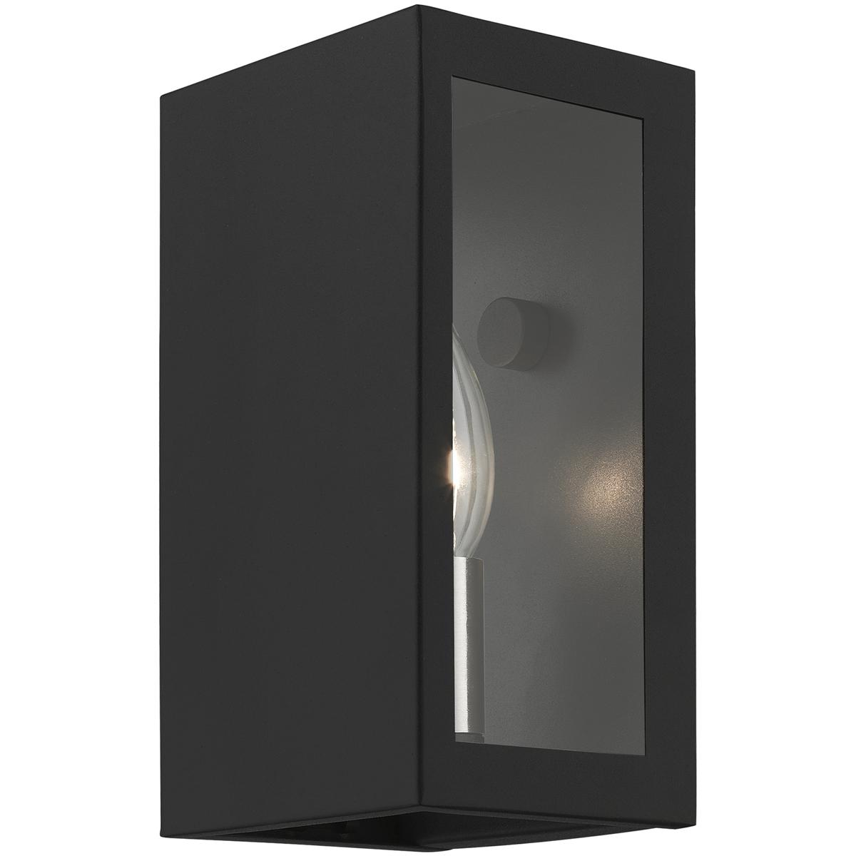 Livex Lighting 29121-14 Winfield 1 Light 8.5 inch Textured Black with Brushed Nickel Candles Outdoor Small Sconce, Small from Lighting New York